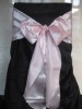 Black damask chair cover and baby pink satin sashes