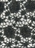 Black flower water soluble embroidered fabric design with beads