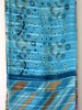 Blue 100% Polyester voile fabric with jacquard and silver