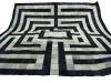 COWHIDE PATCHWORK RUG - BLACK IVORY COW SKIN HIDE FUR HIDES SKINS LEATHER RUGS