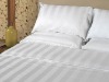 CVC 50/50 (0.5cm,1cm,2cm,2.5cm,3cm)stripe satin white bed set for hotel