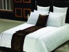 CVC 50/50 (0.5cm,1cm,2cm,2.5cm,3cm)stripe satin white bed set for hotel