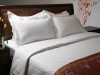 CVC 50/50 (0.5cm,1cm,2cm,2.5cm,3cm)stripe satin white bed set for hotel