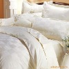 CVC 50/50 (0.5cm,1cm,2cm,2.5cm,3cm)---stripe satin white bed set for hotel