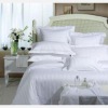 CVC 50/50 with 0.5cm,1cm,2cm,2.5cm,3cm---stripe satin white bed set for hotel