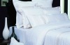 CVC 75/25 with 0.5cm,1cm,2cm,2.5cm,3cm---stripe satin white bed set for hotel