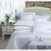 CVC 75/25 with 0.5cm,1cm,2cm,2.5cm,3cm---stripe satin white bed set for hotel