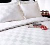 CVC 90/10 (0.5cm,1cm,2cm,3cm) satin with stripe white bed set for hotel