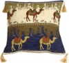 Camel Caravan Blue and Cream 17''x17'' home decor cushion