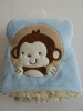 Carton baby blanket,embroidery baby blanket with monkey