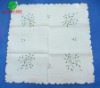 Cheap embroidery table cloth with green leaf and blue decoration