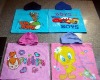 Children reactive printed beach towel poncho