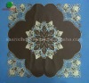 Coffee material table cloth with flower embroidery and holes