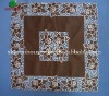 Coffee material table cloth with grey flower embroidery and holes