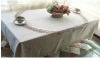 Cotton flax crochet lace white table cloth