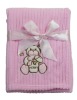 Cute Embroidered Microfiber Rib Baby Blanket