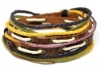 D6 wrap rock and roll leather bracelets jewelry unisex punk charms cotton