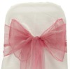 DUSTY PINK WEDDING ORGANZA CHAIR COVER BOW SASH UK SELLER