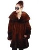 Dyed mink fur coat with a big collar
