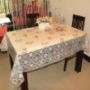 Eco-friendly printed pink flower plastic table cloth