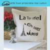 Eiffel Tower printed letter linen cushion