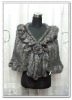 Fashion Mink Fur Knitted Ladies Shawl with Rosette !