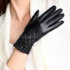 Fashion ladies leather product winter gloves Black (L054NC)
