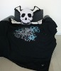 Fashion skull black polyester adult printed blanket &cushion