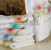 Floral embroidered towels with strass
