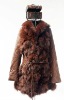 Fox Fur coat Sheepskin jacket with fox fur collar