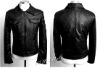 Fur collar men's leather jacket