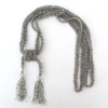 GREY SEED BEADS BEADED CURTAIN TIE BACK TASSEL