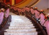 Glitter pink crystal organza stair ribbon for armrest /organza banisters belt for wedding stair decoration