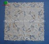 Grey material table cloth with leaf embroidery and cutworks