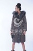 Grey rabbit fur linning coat