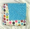 HANDMADE MINKY CIRCLE OLE WHITE-MINKY TURQUOISE SWIRL BLANKET- 58"X 72"