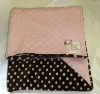 HANDMADE PINK DOT ON BROWN ON MINKY DOT PINK BLANKET