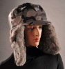HX-104 Camo Cotton Natural Rabbit Fur Hat