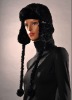 HX-301 black fake fur hat for lady