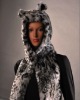 HX-303 fake fur hat-shawl for kids