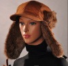 HX102 Canvas Natural Rabbit Fur Hat with peak