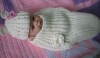 Hand Knitted Crocheted Baby Sleeping Bags, Baby Sleeping Sacks, Baby Cocoons with Crochet Hat