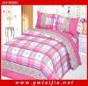 Hot selling-100% polyester pink chequer bedding sets-yiwu taijia home textile