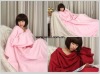 J 100% Polyester Soft Printed Coral fleece Snuggie/snuggle/TV blanket with pocket