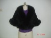 KNITTED REX RABBIT FUR  JACKET FUR COAT WITH FOX COLLAR -black