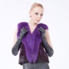 Keepwarm Keeplove  2011 ladies fashion purple natural mink leather vests