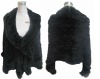 Knitted long rabbit fur shawl