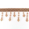 LIGHT BROWN ACRYLIC BEADS COTTON LACE FRINGE TRIM