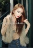 Ladies fashion knitted rabbit fur vest by handknitted with sheep fur collar