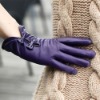 Ladies sheepskin LEATHER  bow driving riding gloves Purple(L102NN)